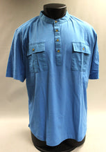 Load image into Gallery viewer, Haband Men&#39;s 1/4 Button Up Short Sleeve Shirt - Large - Blue - Used