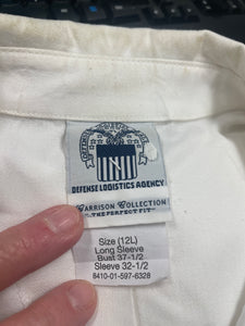 US Army Women's Long Sleeve White Tuck In Dress Shirt - 12L - 8410-01-597-6328