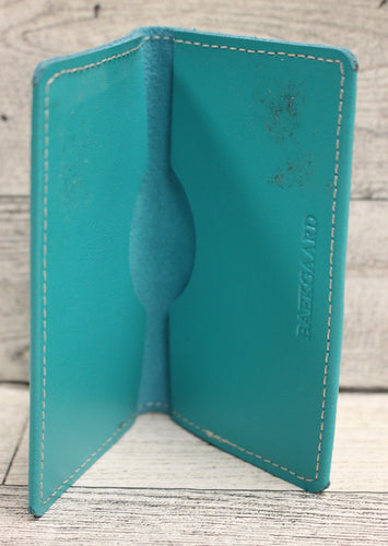 Baekgaard Slim Leather Business Card Case Holder - Teal - Used