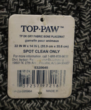 Load image into Gallery viewer, Top Paw Gray Fabric Bone Shaped Placemat - 22&quot; x 14&quot; - New