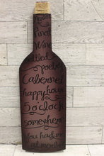 Load image into Gallery viewer, Wooden Wine Bottle Wall Art Decor - 5 o'clock Somewhere - 15" tall - Used