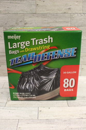 30 Gallon Large Trash Bags with Drawstring - Pack of 80 Bags - Tear Defense -New