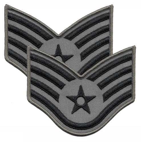 AF Air Force Staff Sergeant E-5 Sew On Patch - Set of 2 - ABU - Large - New