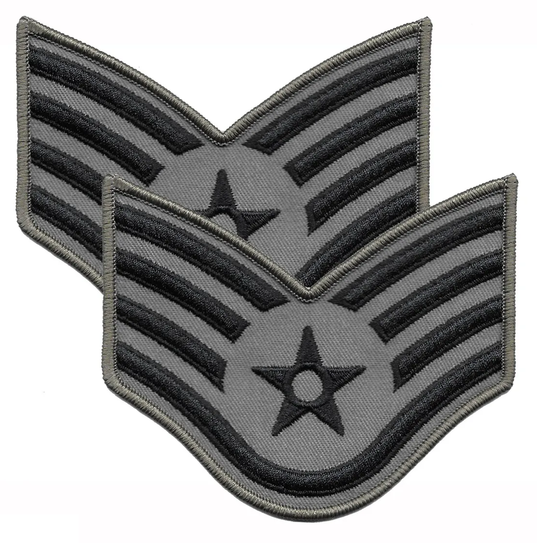 AF Air Force Staff Sergeant E-5 Sew On Patch - Set of 2 - ABU - Large - New