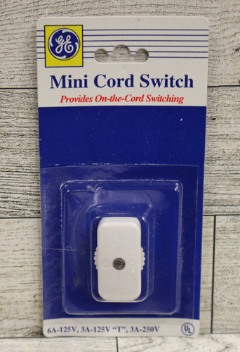 GE Mini Line Cord Switch - White - 6A-125V, 3A-125V 