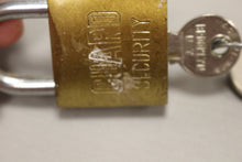 Load image into Gallery viewer, Vintage Guard Security Brass Padlock with Keys - Used