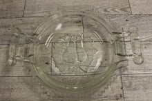 Load image into Gallery viewer, Pear Embossed Saw Tooth Serving Plate Dish with Handles - Clear