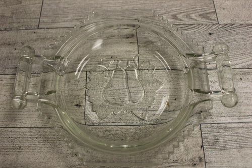 Pear Embossed Saw Tooth Serving Plate Dish with Handles - Clear