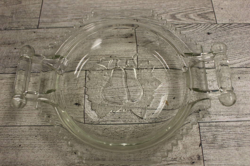 Pear Embossed Saw Tooth Serving Plate Dish with Handles - Clear