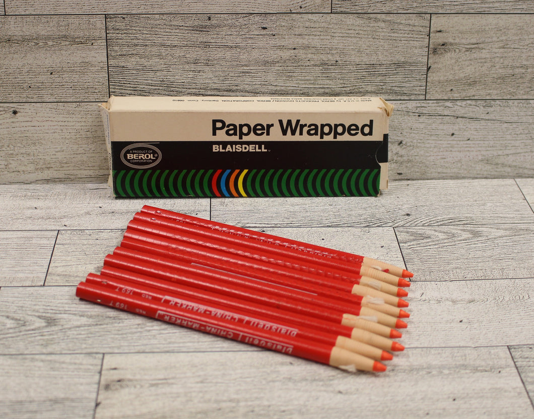 Berol Paper Wrapped Blaisdell Marker Pencils - Red - New