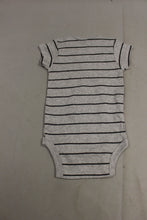 Load image into Gallery viewer, Striped Gray Baby One Piece - Short Sleeve - 12 Months - New