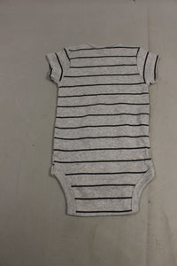 Striped Gray Baby One Piece - Short Sleeve - 12 Months - New