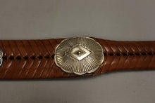 Load image into Gallery viewer, Leather Western Concho/Braided Belt - 35 " long - 66706 - Used