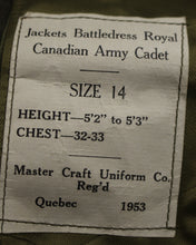 Load image into Gallery viewer, 1950&#39;s Royal Canadian Army Cadet Battledress Jackets - Choose Size - Used