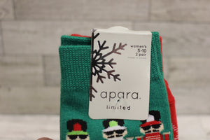 Kirkland Apara Limited Women's Socks - 2 Pair - Size: 5-10 - Holiday Christmas