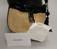 Load image into Gallery viewer, Brahmin Eliana Mini Raffia Drawstring Crossbody Bag - Black Folsom - New