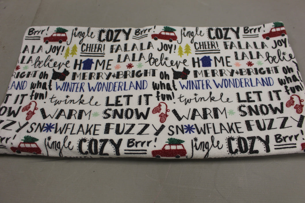 Christmas Fleece King Pillowcase - 36” x 18” - Scottie Dogs & Holiday Words
