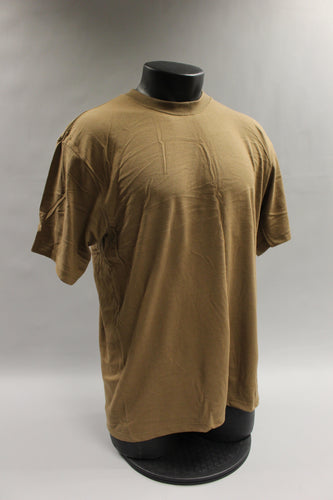 Military Issued Moisture Wicking Short Sleeve T-Shirt - Brown -100% Poly -Medium