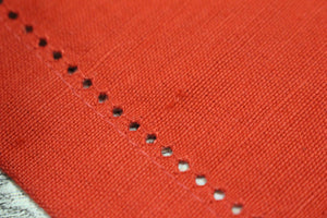 Pack of 12 Hemstitch Cloth Cocktail Napkins - 6 inch - Red - Used