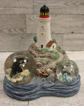 Load image into Gallery viewer, Westlake Musical Lighthouse Water Globe - Orcas &amp; Dolphin - 2615 - Used
