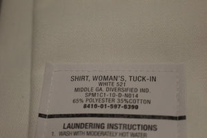 US Army Woman's White Long Sleeve Tuck In Dress Shirt - Size: 14R - New
