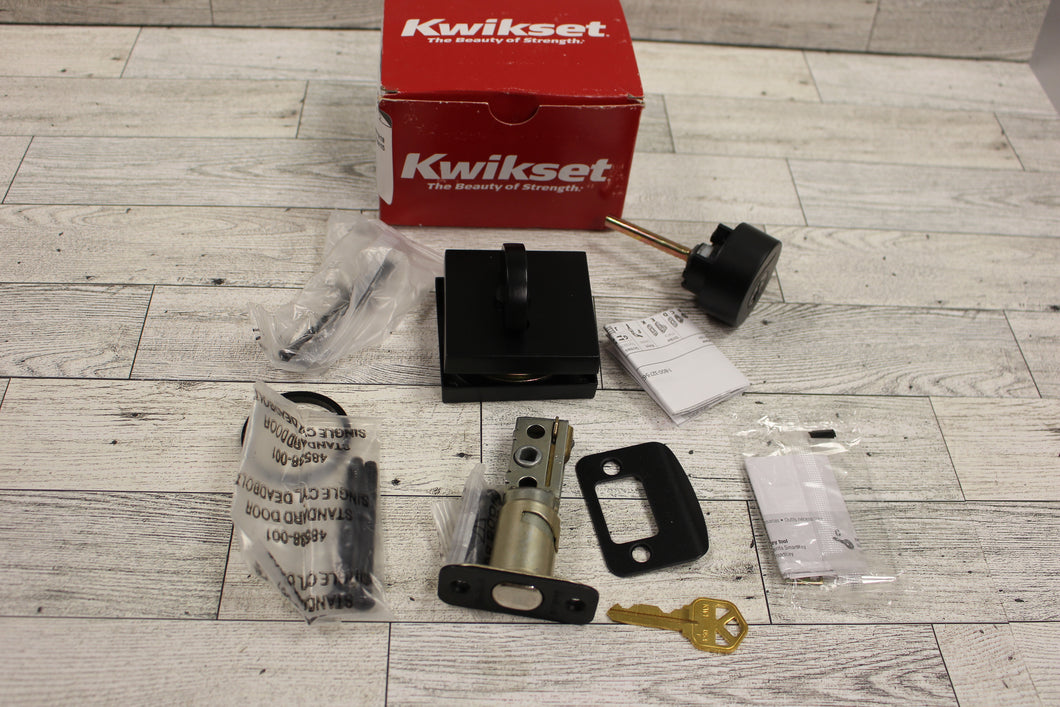 Kwikset 159 SQT 514 SMT RCAL 5303 -Single Cylinder Deadbolt - Y932848.1 - Black - New