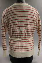Load image into Gallery viewer, Women&#39;s Who What Wear Cardigan Red and White Striped Long Sleeve Wrap XS