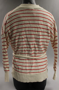 Women's Who What Wear Cardigan Red and White Striped Long Sleeve Wrap XS