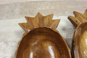 Vintage 7-Piece Philippines Wooden Pineapple Bowl Set With Spoons -Used