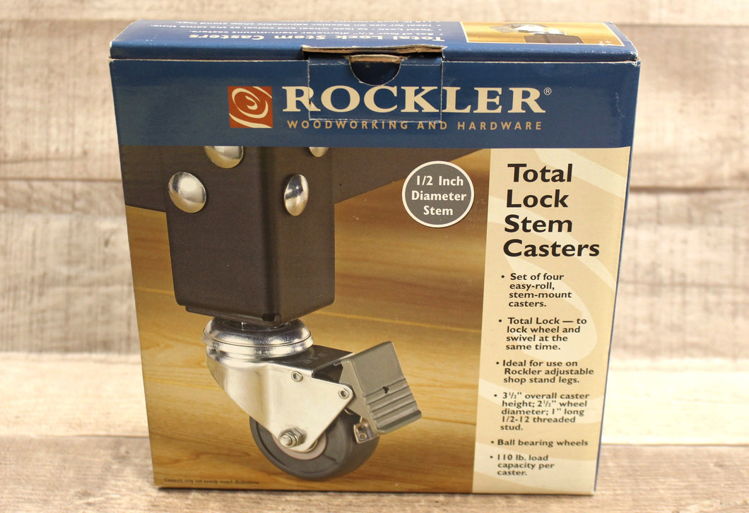 Rockler Total Lock Stem Casters - Set of 4 - 1/2