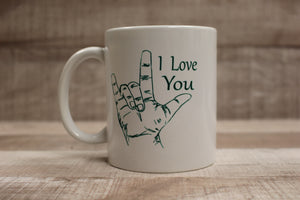 I Love You Sign Language Romantic Coffee Mug Cup -New