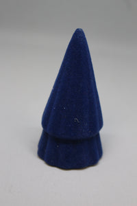 Mini Ceramic Flocked Cone Tree Decoration 3 1/2" Tall -Navy Blue -New