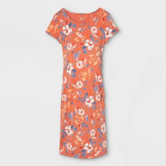 Isabel Maternity Short Sleeve T-Shirt Maternity Dress - Floral - XLarge - New