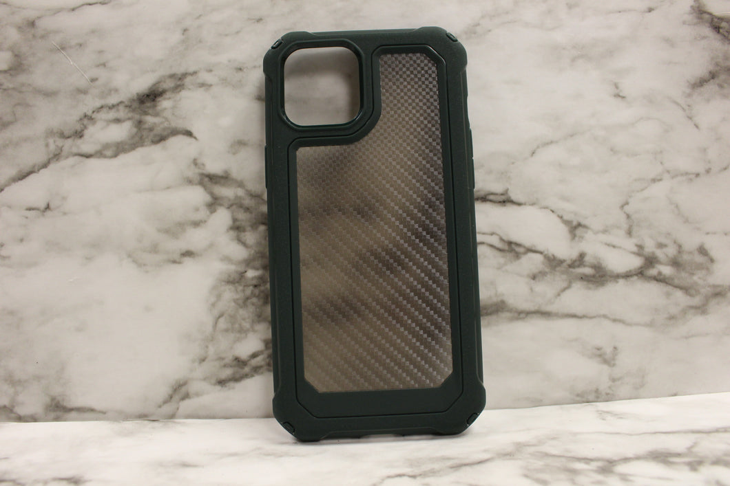 iPhone 12 Promax Carbon Fiber Look Green Case Durable Protective -Green -New