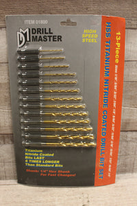 Drill Master 13-Piece Titanium Nitride Coated Drill Bit Set -New