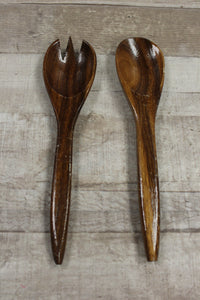 Vintage 7-Piece Philippines Wooden Pineapple Bowl Set With Spoons -Used