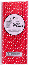 Load image into Gallery viewer, Jacent Stylish Biodegradable Paper Straws - 24 Count - Red &amp; White Polka Dot-New