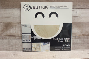 Westick Peel and Stick Floor Tiles Waterproof 5-Pack -Marble Colored -New