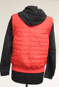 Ruff Hewn Women's Red & Black Zip Up Hooded Jacket, Large (14/16)