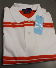 Load image into Gallery viewer, Proline Men&#39;s Sportswear Polo T-Shirt, Large, White with orange, NEW!