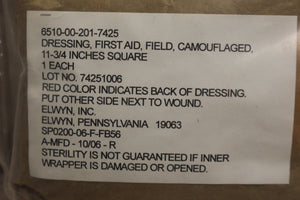 First Aid Field Camouflaged Dressing - 11-3/4" - 6510-00-201-7425 - New