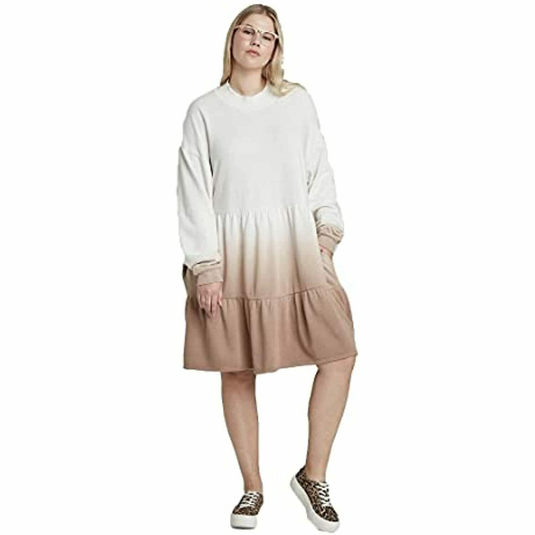 Wild Fable Women's Ombre long Sleeve Cozy Sweatshirt Dress - M L XL - Brown -New
