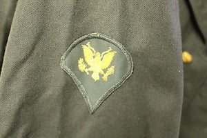 Vintage Men's Military Coat with Metal Buttons, Size: 41R, Color: Green