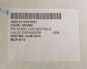 Emerson Expansion Valve, NSN 4820-01-038-8231, P/N 13214E3785, NEW!