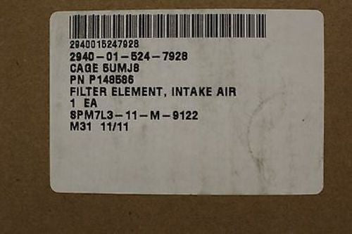 Intake Air Cleaner Filter, P/N: P148586, NSN: 2940-01-524-7928, New ...