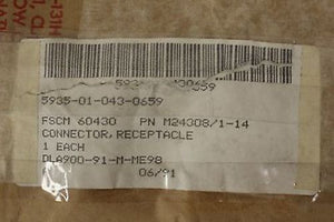 Electrical Receptacle Connector, NSN: 5935-01-043-0659, M24308/1-14, New!