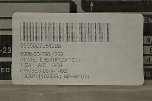 Trailer Bolster Identification Plate, NSN 9905-00-798-1208, New!
