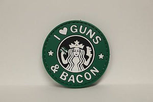 5ive Star Gear I Love Guns and Bacon Morale Patch, 2.25" Round, New, Hook Back