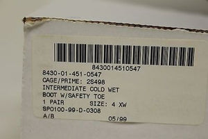 Vibram Intermediate Cold/Wet Weather Boots with Safety Toe, Size: 4XW, Black, New