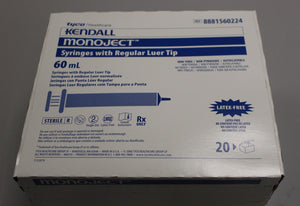 Kendall Monoject Syringes with Regular Luer Tip - 60 mL - Box of 20 - New